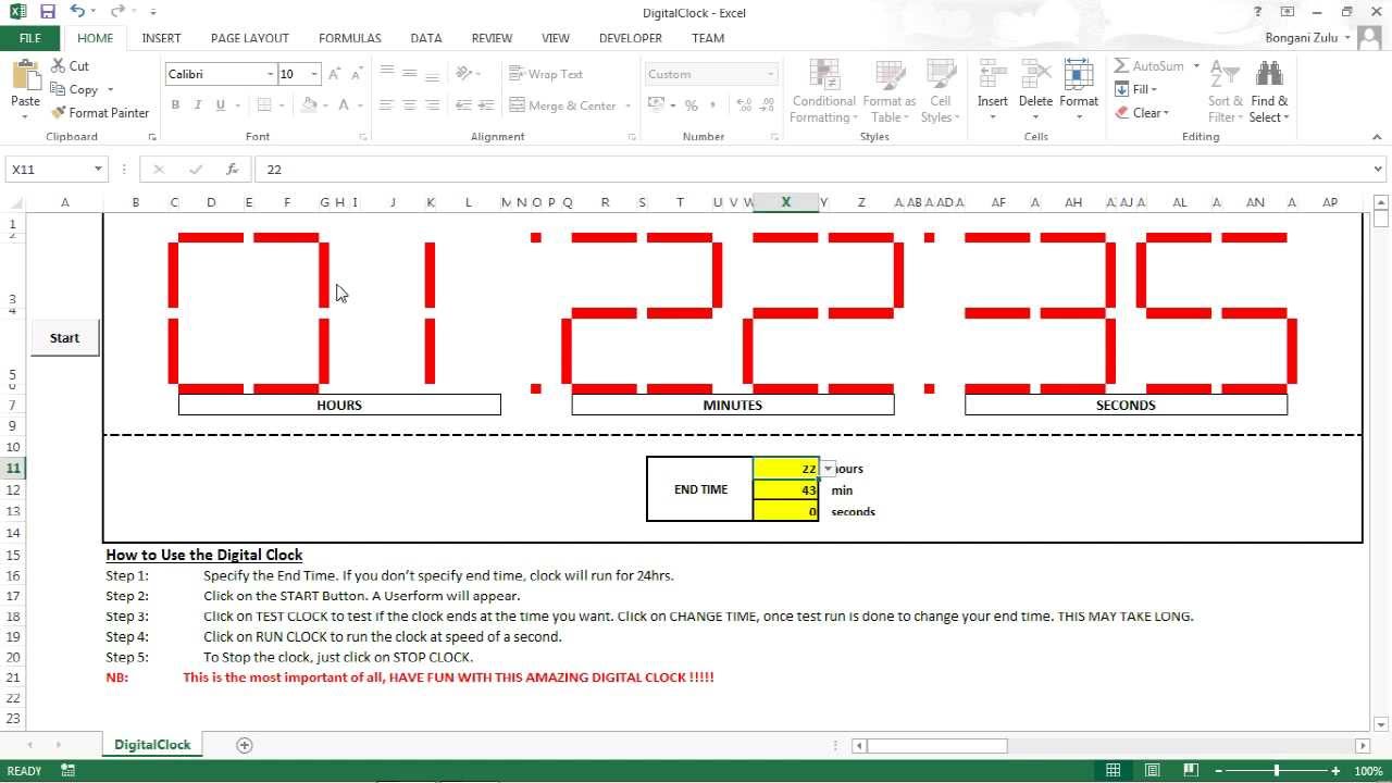 how to display time in excel
